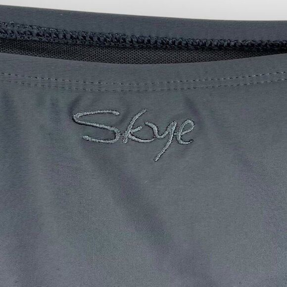 Skye Ruffle Fold‑Over Swim Skirt Charcoal Grey Size M Built‑In Brief - Picture 5 of 6